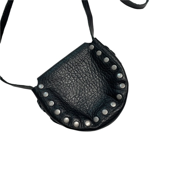 Black Pebbled Leather Mini Crossbody Bag with Studs - Picture 3 of 8